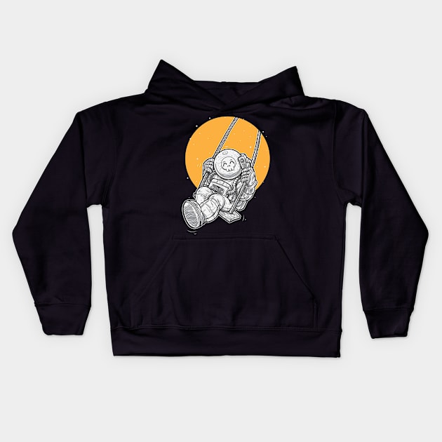 cute robot astronaut Kids Hoodie by Pixel Poetry